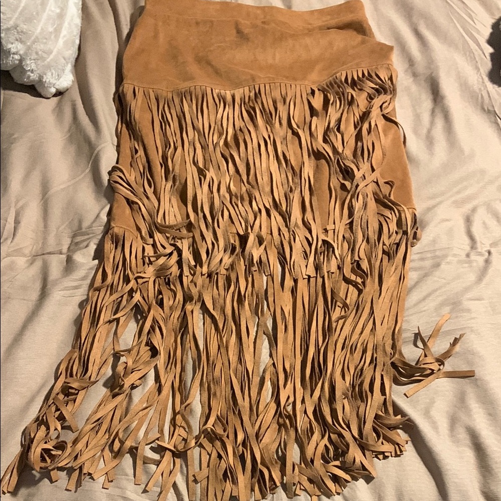 Fringe midi skirt